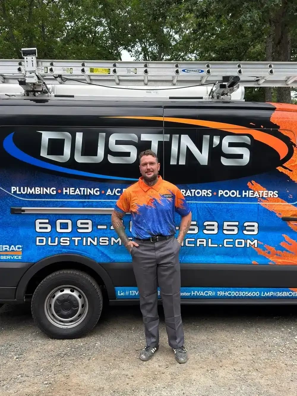 Dustin's mechanical technician standing in front of truck