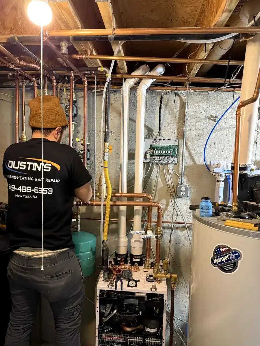 Technician working on boiler in New Egypt, NJ
