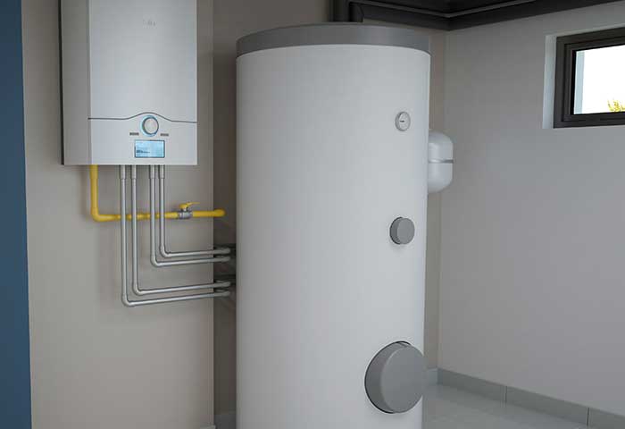 Modern water heating system with storage tank